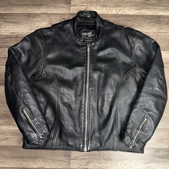 Leather Gallery Padded Black Motorcycle Jacket Thinsulate Zip Out Liner 2X-Large - Picture 1 of 12